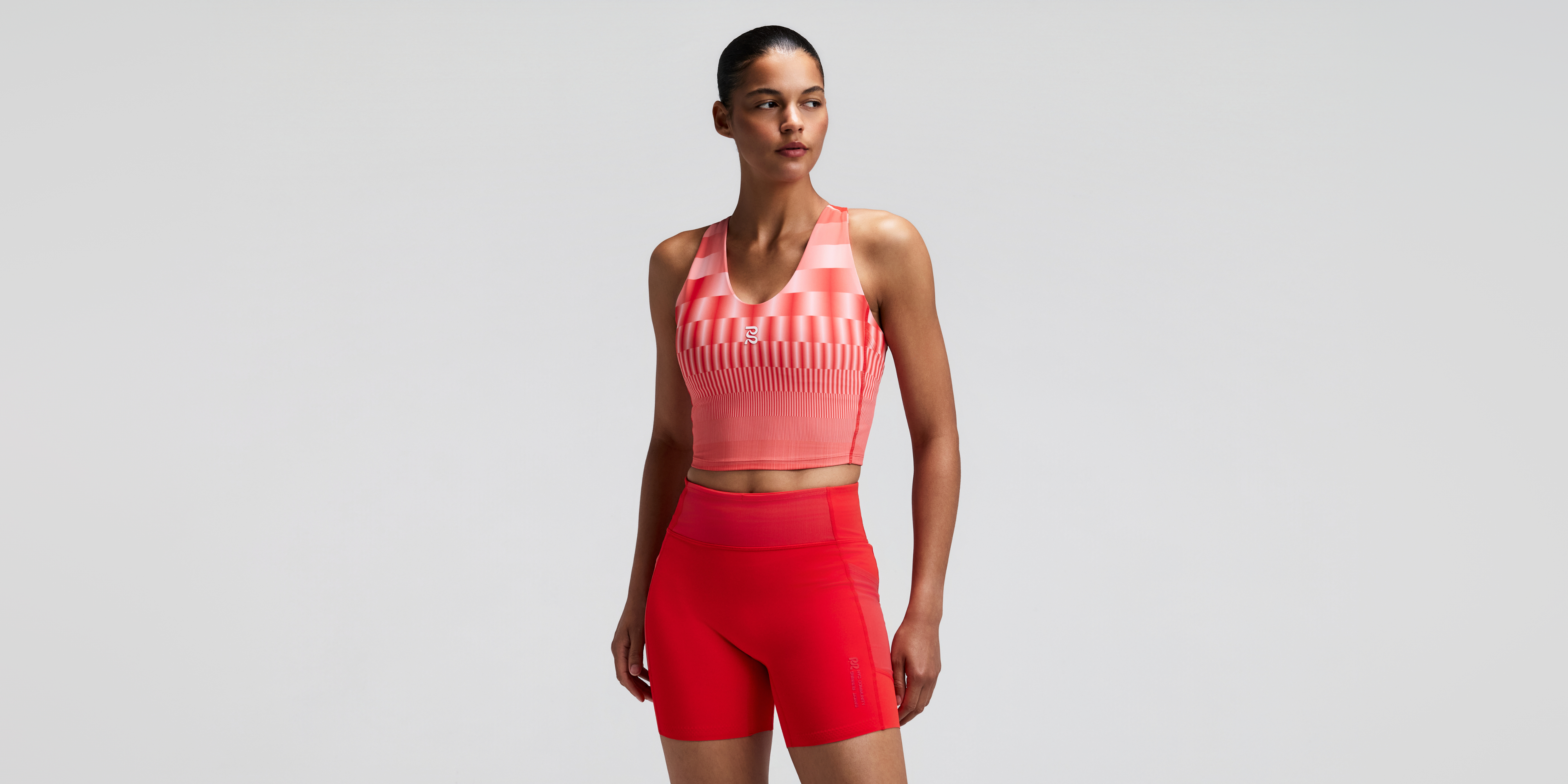 Women's Vanisher™ V-Neck Race Crop - Growing Grid - Poppy
