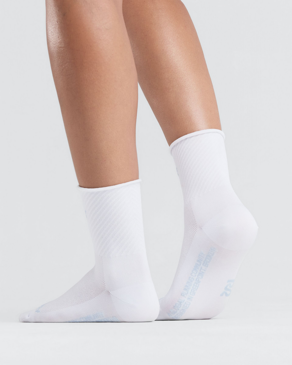 Lite Run™ Ribbed Quarter Sock - White with Pavilion Blue (2 Pack)