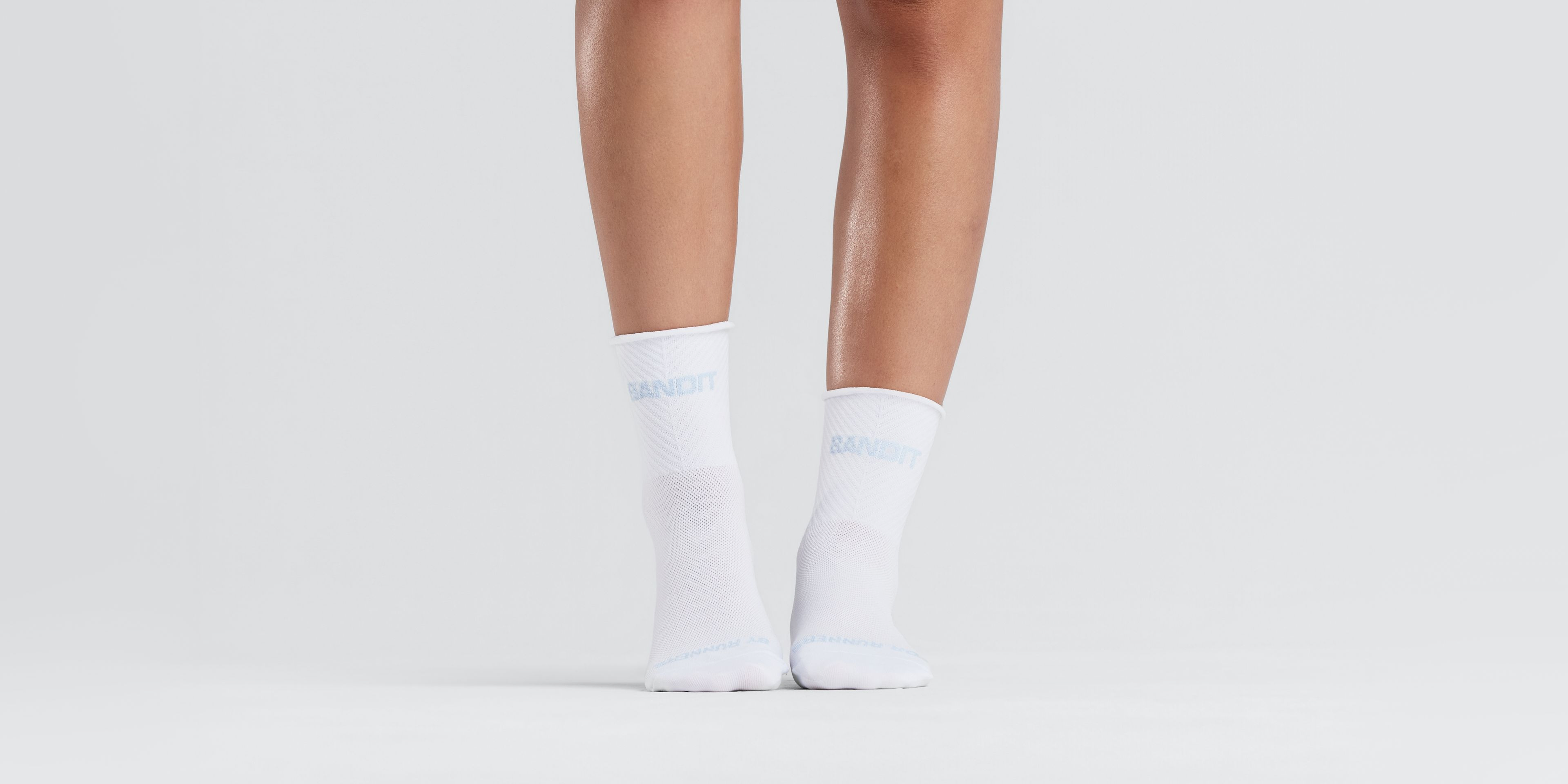 Lite Run™ Ribbed Quarter Sock - White with Pavilion Blue (2 Pack)