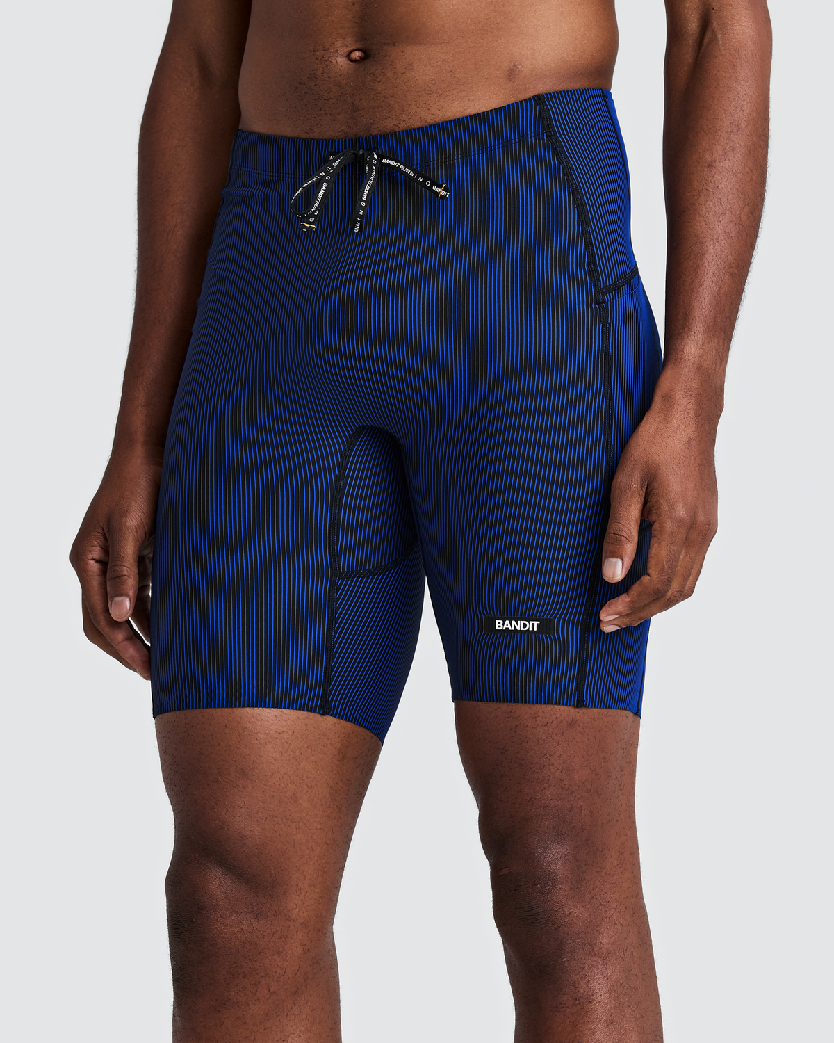 Men's Striped Cadence™ Half Tights - Black / Bauhaus Blue
