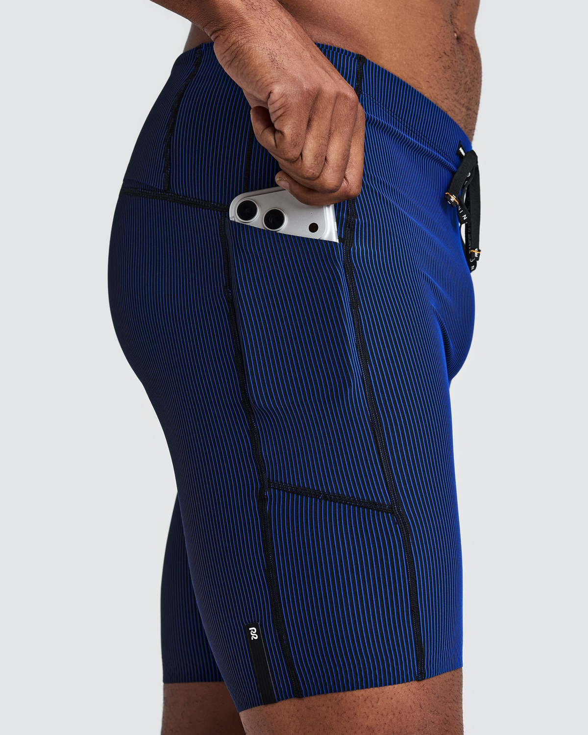 Men's Striped Cadence™ Half Tights - Black / Bauhaus Blue