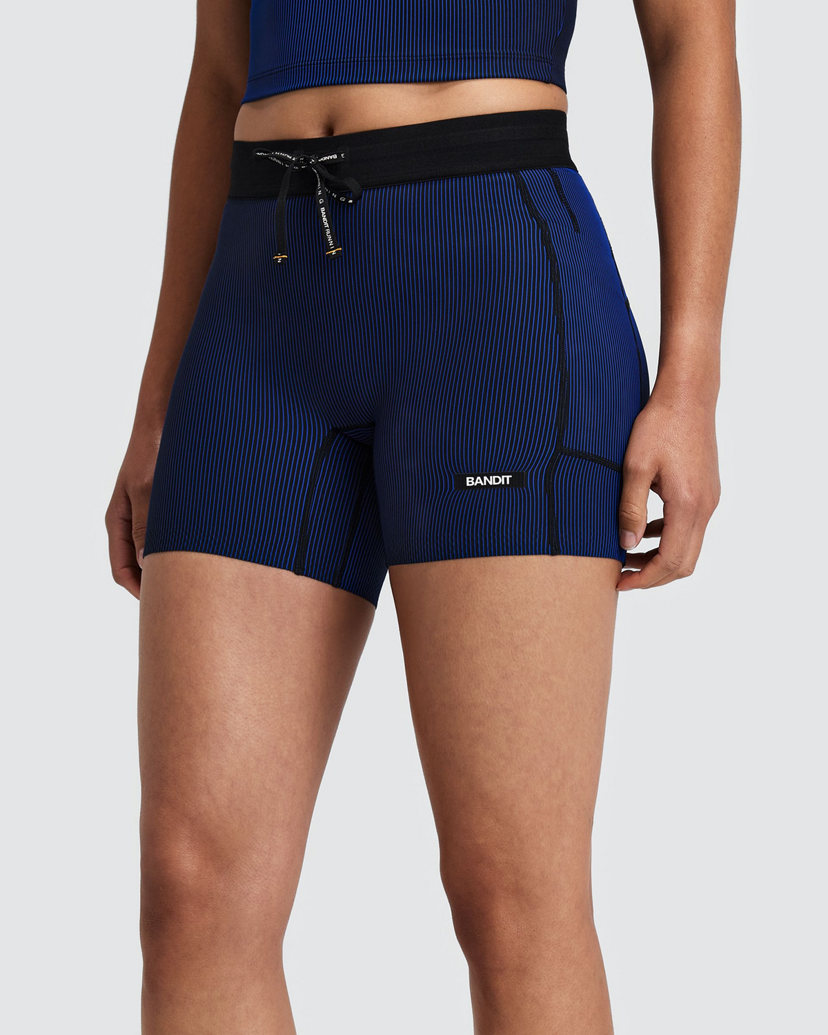 Women's Striped Cadence™ 5" Compression Shorts - Black / Bauhaus Blue