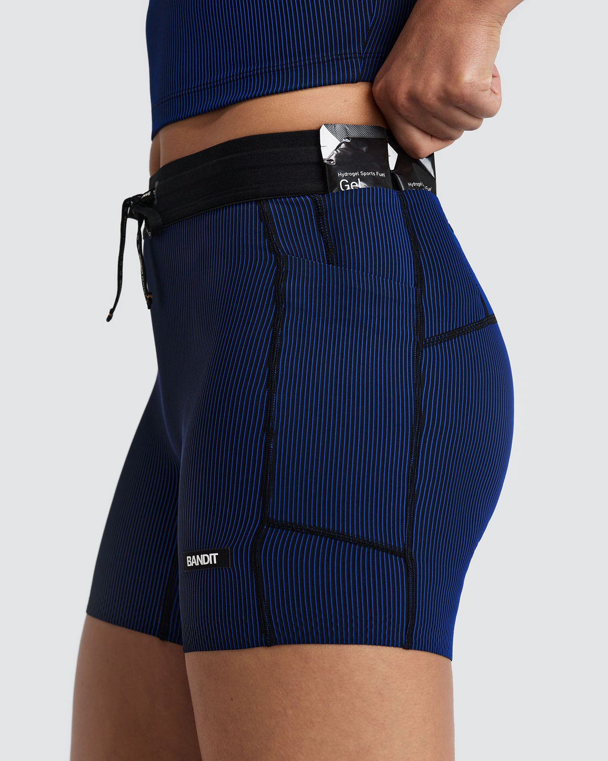 Women's Striped Cadence™ 5" Compression Shorts - Black / Bauhaus Blue