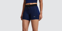 Thumbnail of Women's Striped Cadence™ 5" Compression Shorts - Black / Bauhaus Blue