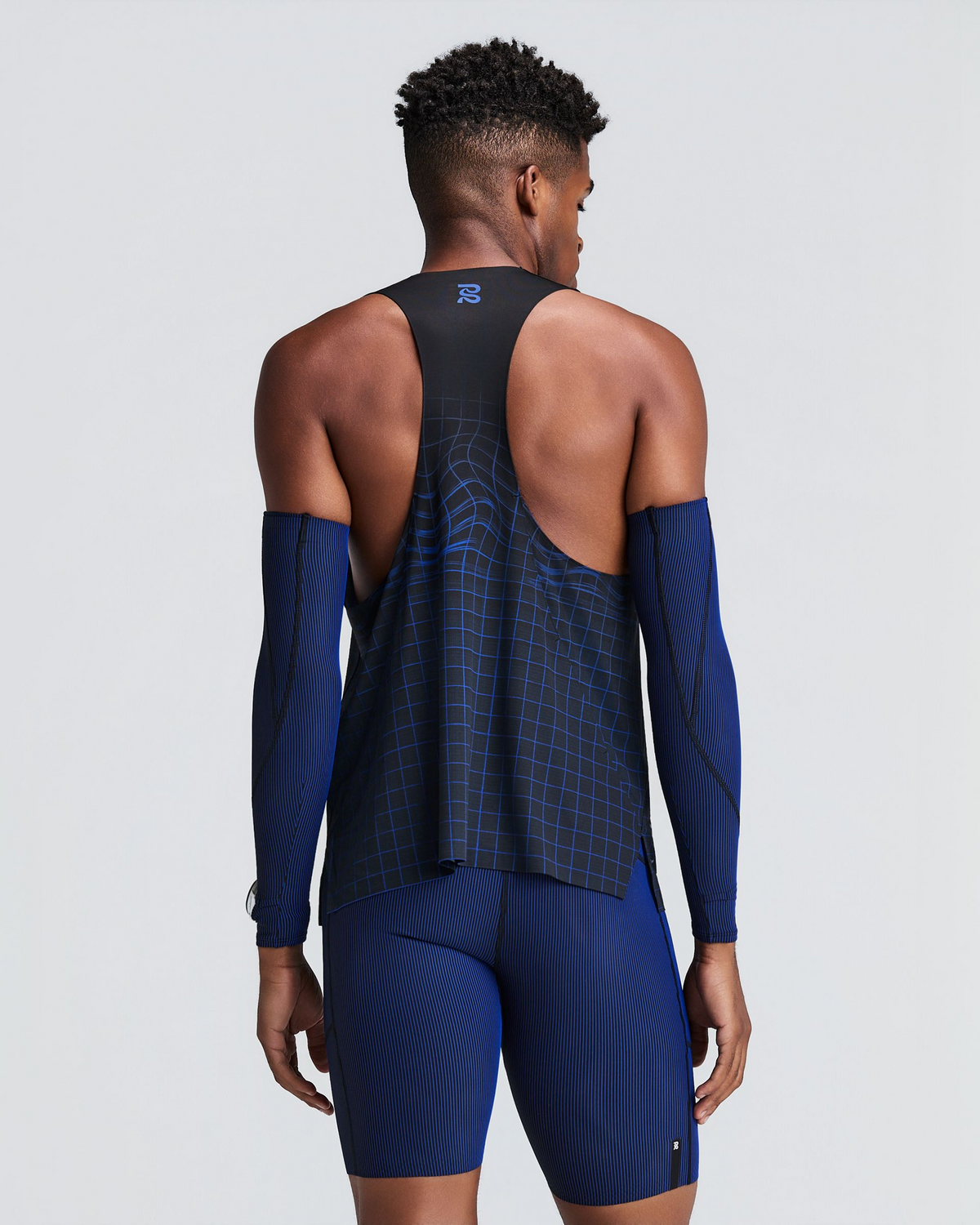 Striped Cadence™ Compression Sleeves - Black / Bauhaus Blue