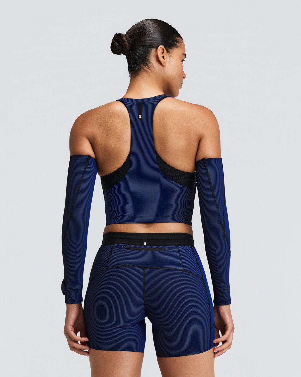 Striped Cadence™ Compression Sleeves - Black / Bauhaus Blue