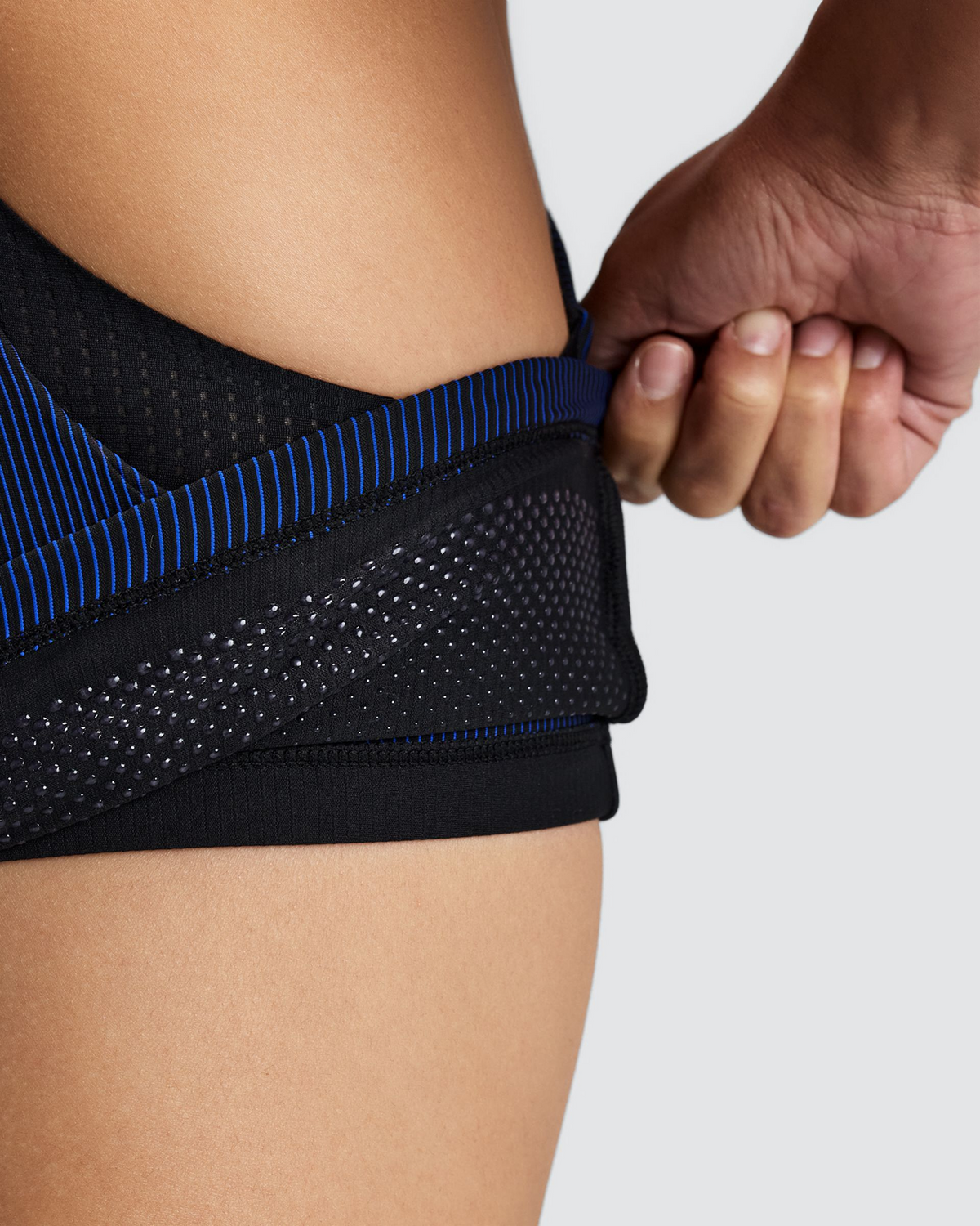 Women's Striped Cadence™ Zip Front T-Back Race Crop - Black / Bauhaus Blue