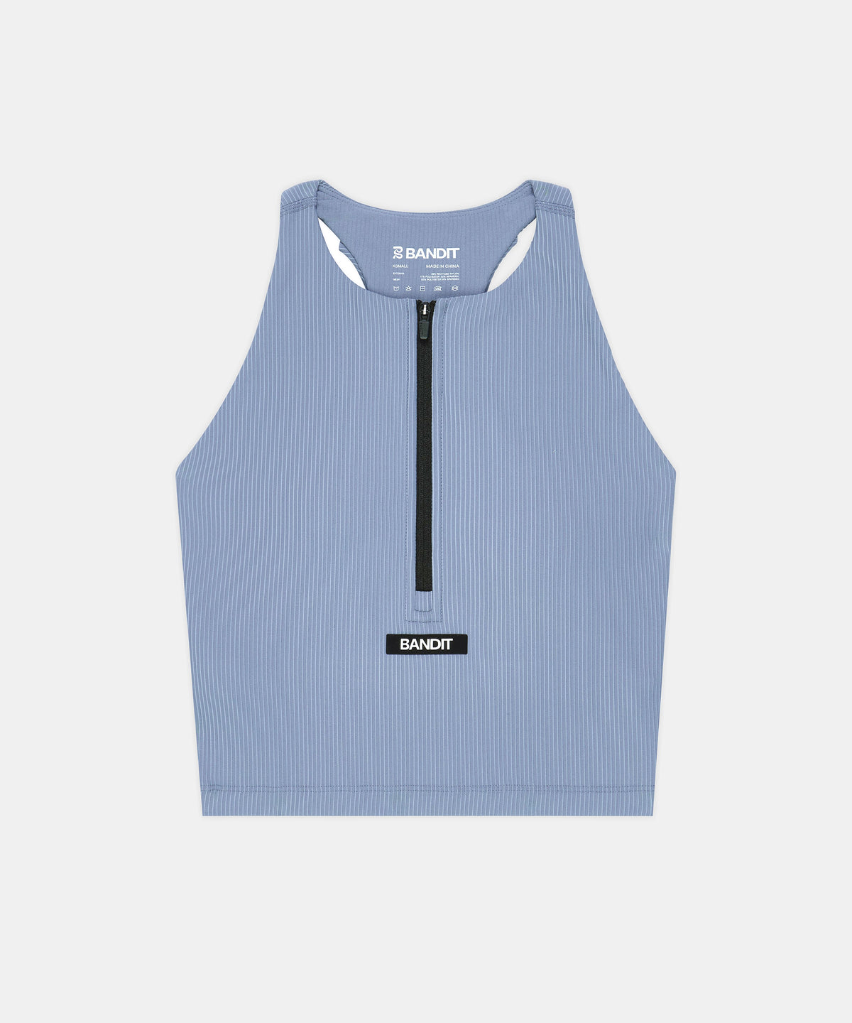 Women's Striped Cadence™ Zip Front T-Back Race Crop - Steel Horizon / Pavilion Blue
