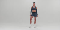 Thumbnail of Striped Cadence™ Scoop Neck Run Bra - Fig / Vintage Blue