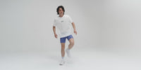 Thumbnail of Striped Cadence™ 7 Pocket Quarter Tights - Deep Peri Blue with Rust