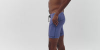 Thumbnail of Striped Cadence™ 7 Pocket Quarter Tights - Deep Peri Blue with Rust